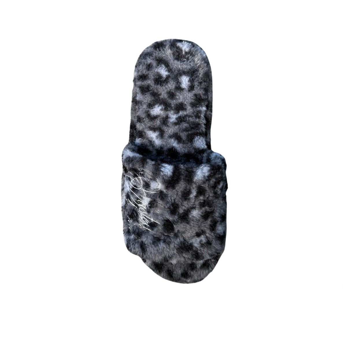 Custom Snow Leopard Fuzzy Slides